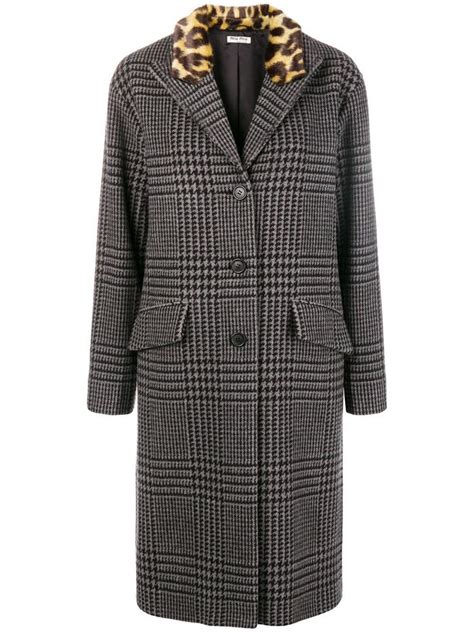 miu miu houndstooth coat pink blue leather|Luxury Women's Coats and Jackets .